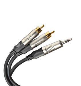 3.5mm jack to Dual RCA cable (4mm) fitted with original Neutrik REAN connectors   3m DHT520LU3  3.5mm jack to Dual RCA cable (4mm) fitted with original Neutrik REAN connectors   3m DHT520LU3