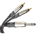 6.3mm jack to Dual RCA cable (6mm) fitted with original Neutrik REAN connectors   1.8m DHT530  6.3mm jack to Dual RCA cable (6mm) fitted with original Neutrik REAN connectors   1.8m DHT530