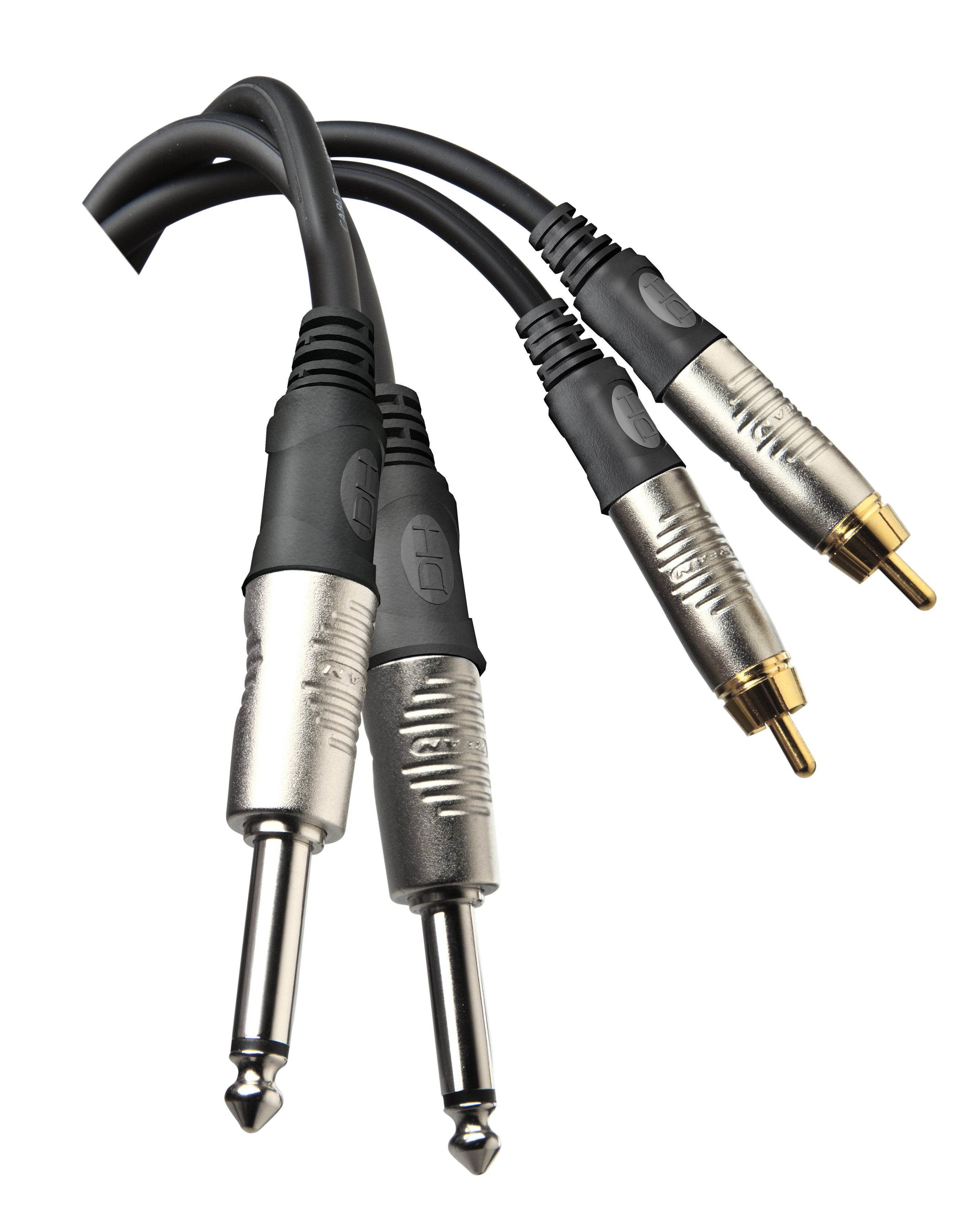 Dual 6.3mm jack to Dual RCA cable (6mm) fitted with original Neutrik REAN connectors 1.8m DHT535 Dual 6.3mm jack to Dual RCA cable (6mm) fitted with original Neutrik REAN connectors 1.8m DHT535